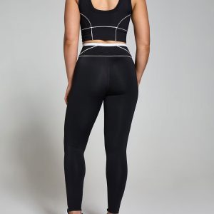 Contrast Texture Leggings - Black