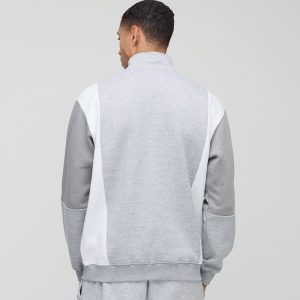 Oversized Man Colour Block Zip Funnel Neck Sweatshirt