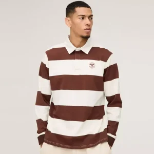 Regular Fit Stripe Long Sleeve Rugby Polo