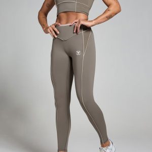 Contrast Texture Leggings - Espresso