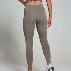 Contrast Texture Leggings - Espresso