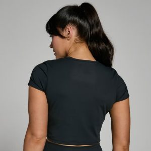 Short Sleeve Crop Top - Black