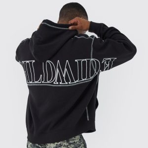 Oversized Worldwide Contrast Stitch Hoodie