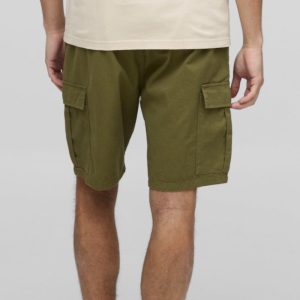 Khaki Relaxed Fit Cargo Shorts