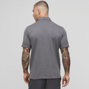 Slim Panelled Zip Neck Interlock Polo